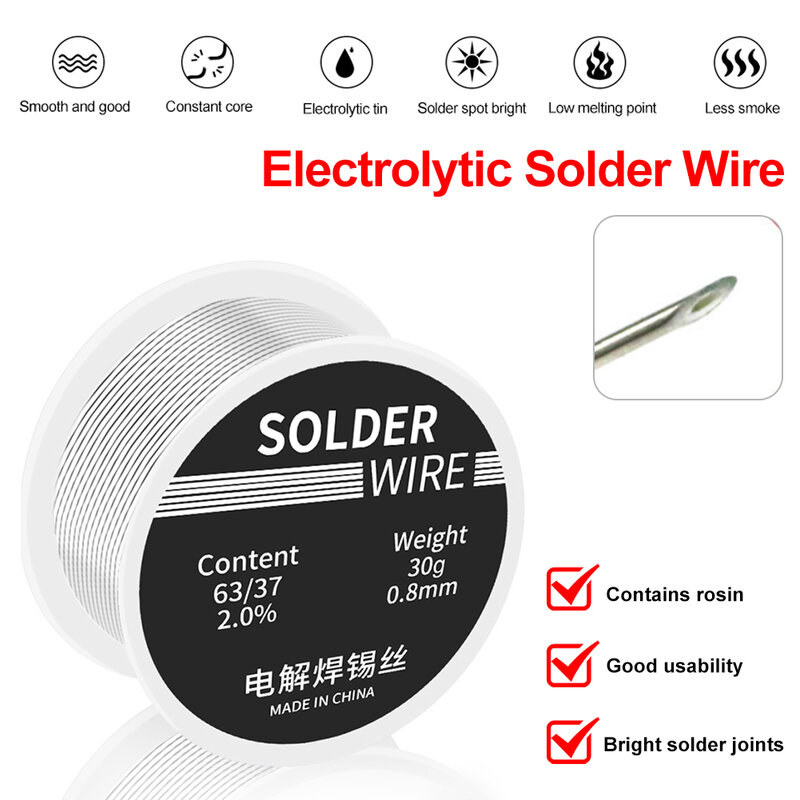0.8mm Welding Solder Wire High Purity Low Fusion Spot Rosin Soldering Wire Roll Tin Welding For Electrical Soldering DIY 30g