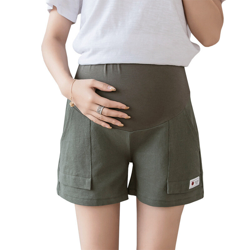 Pantalones cortos para mujer embarazada, ropa de verano, descanso y ejercicio, pantalones elásticos con soporte abdominal