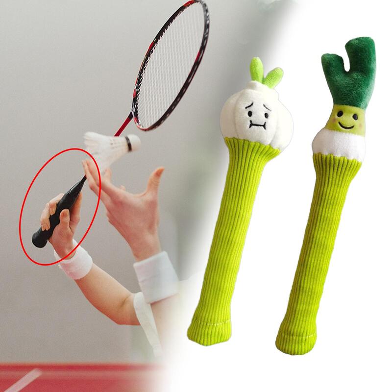 Badminton Racket Handle Cover, Boneca Recheada Decorativa, Tricô Drawstring Tennis Racket