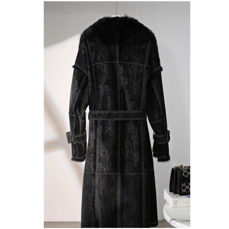 Women Winter Real Rabbit Fur Coat Female Medium-length Fox Fur Collar Young Jacket JT429