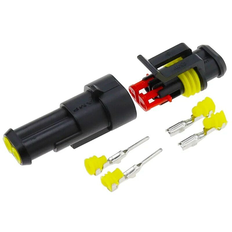 Promotion! 10 Kit 2 Pin Way Waterproof Electrical Wire Connector Plug  1.5mm Terminals 2Pin HID Plug Auto Xenon lamp Plug