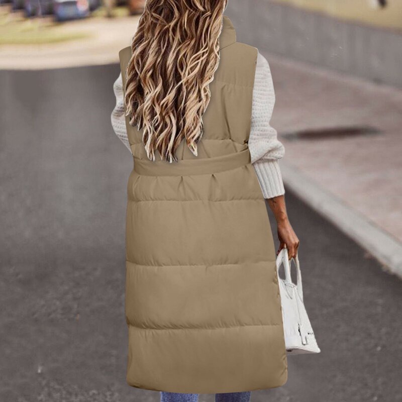 Gilet di cotone oversize donna piumino senza maniche autunno inverno gilet con cappuccio piumino di cotone parka lungo caldo capispalla giacche