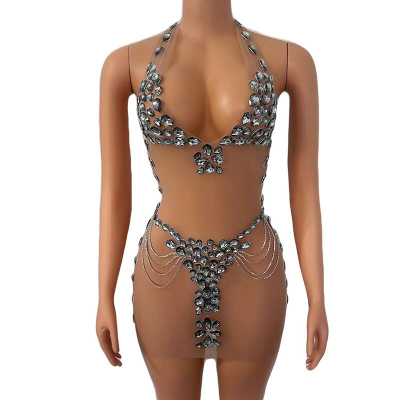 Zhima-vestido transparente sin mangas con diamantes de imitación y espalda descubierta, traje Sexy para fiesta de cumpleaños y baile, 2024