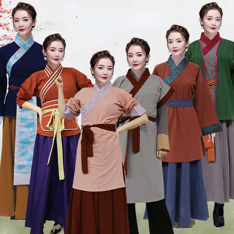 Abbigliamento civile antico Tang Dynasty villagers Store costumi Hanfu Women Cosplay Stage Performance abbigliamento tradizionale