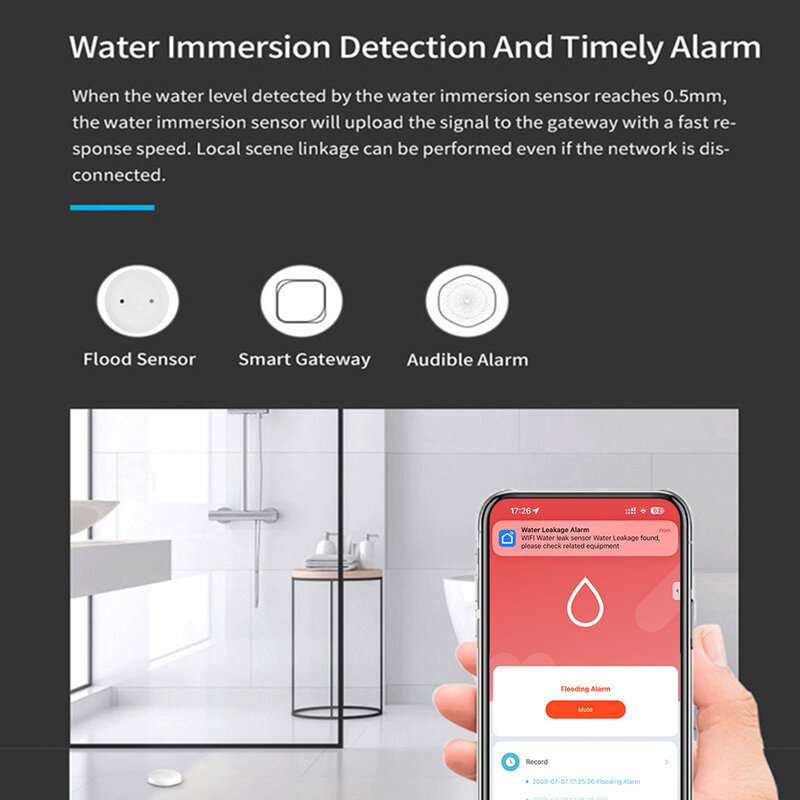 Датчик утечки воды Zigbee, интеллектуальный датчик утечки воды с дистанционным управлением через приложение