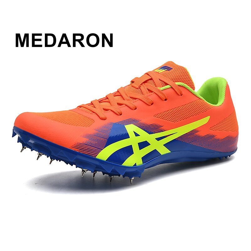 Medaron รองเท้าวิ่งผู้ชายผู้หญิง, 8ยึดพื้นมีหนามแหลมรองเท้าผ้าใบนักกีฬามืออาชีพเล็บสั้นสำหรับฝึกซ้อม