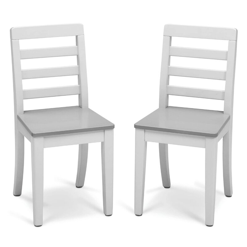 Juego de mesa y 2 sillas para niños, puerta de enlace, Bianca, blanco/gris