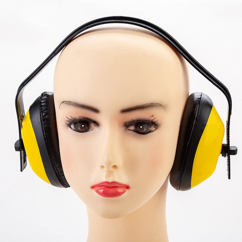 หูฟังพลาสติกเครื่องป้องกันหูป้องกันการกระแทกที่ปิดหูกันเสียงป้องกันการได้ยินสีเหลืองสำหรับล่าสัตว์