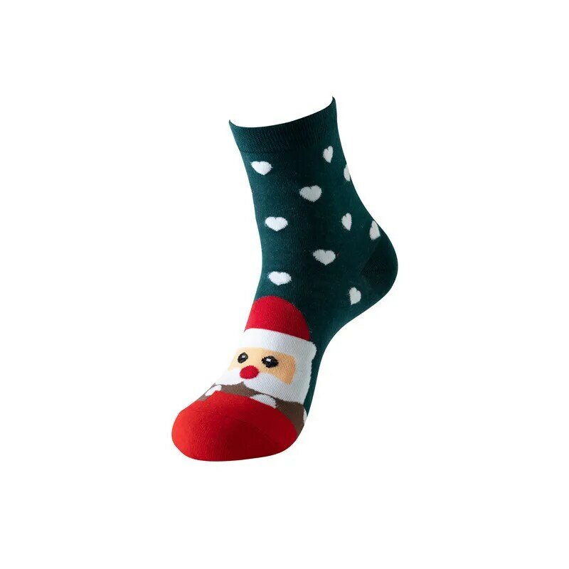 2024 New Autumn/Winter Warm Mid Length Socks Christmas Women's All Cotton Socks Elk Snowman Pattern Festival Gift