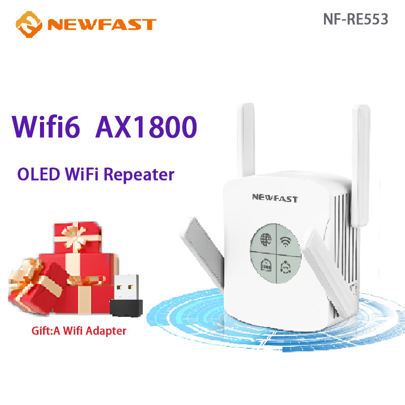 WiFi6 ripetitore 1800Mbps Smart OLED Wireless Router ripetitore 2.4G/5GHz WiFi Extender porta Gigabit 4 Antenna amplificatore di segnale
