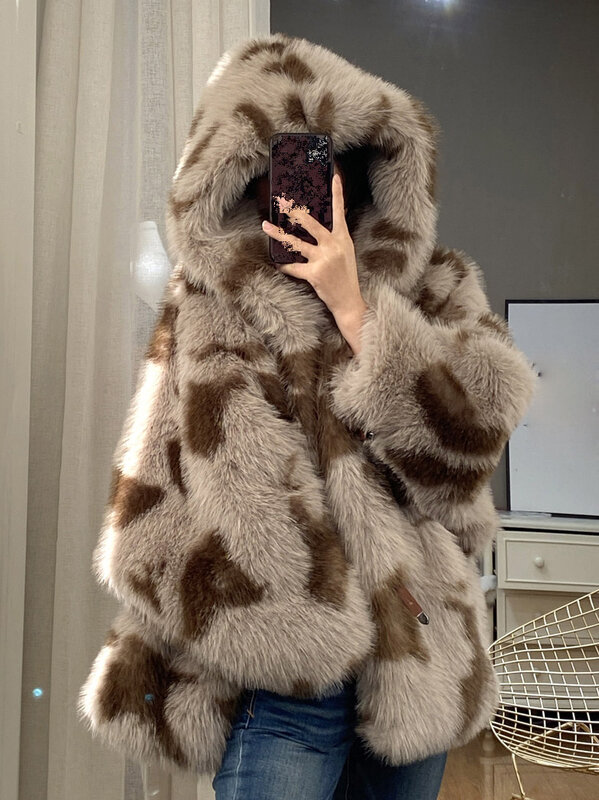 Women's Clothing Thick Hooded Faux Fur Coat Winter New  NO.4