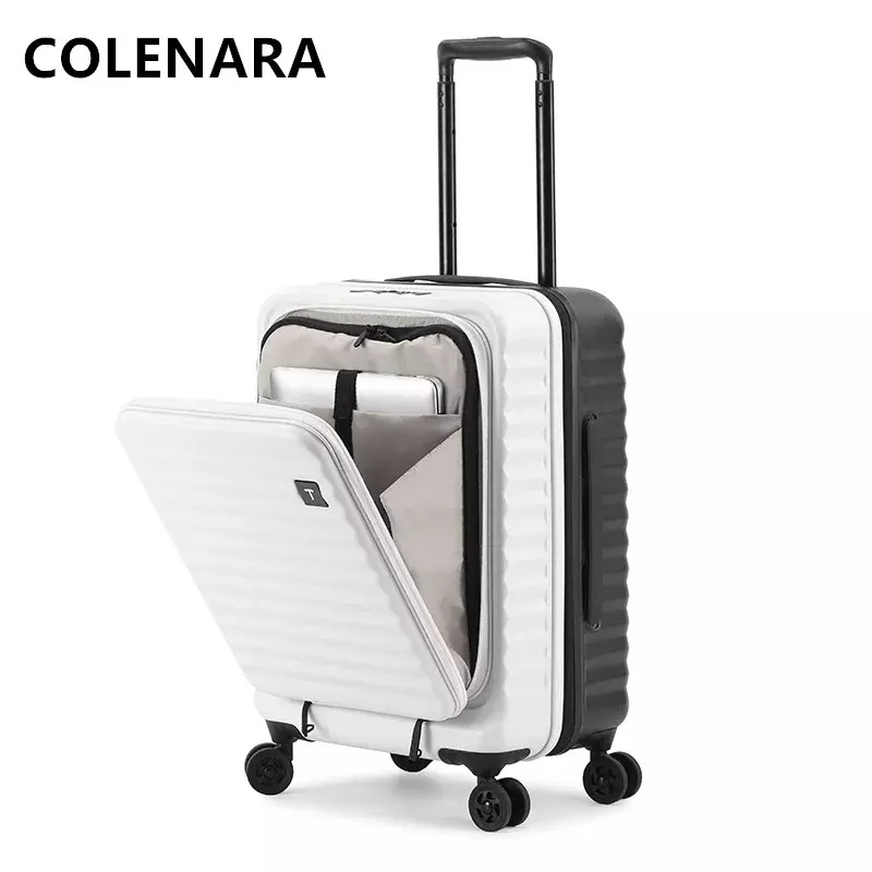 COLENARA High Quality Suitcase Laptop Boarding Case Front Opening Trolley Case 20"24"28 Inch Wheeled Travel Bag Cabin Luggage