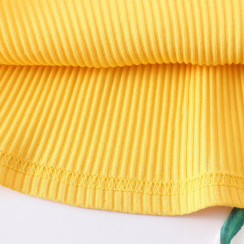 Pakaian bayi perempuan baru lahir, 3Pcs atasan rajut lengan panjang warna kuning lucu celana bunga matahari bando pakaian Fashion