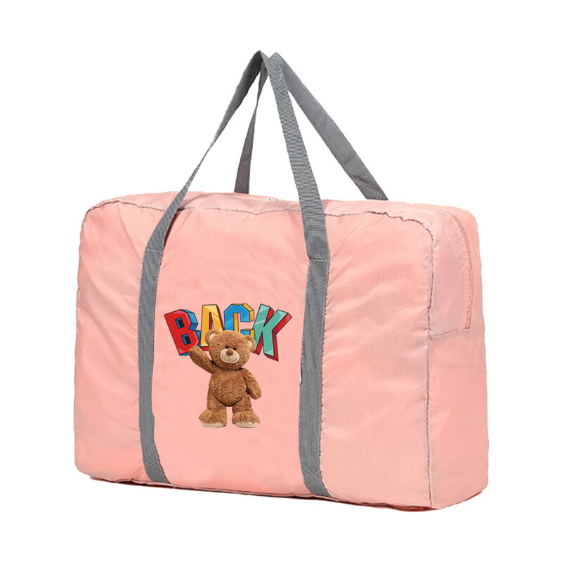 Grande capacidade de viagem sacos de roupas dos homens organizar saco de viagem sacos de armazenamento dobrável saco de bagagem feminina bolsa acenada urso série