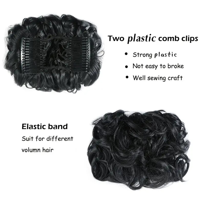 Synthetic Curly Wavy Messy Bun Band Chignon Comb Clips In Hair Extension Updo wigs fluffy donut Hairpieces Scrunchie women hair