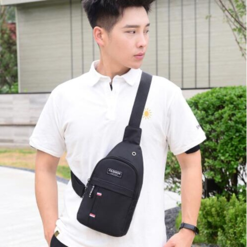 Bolso de pecho informal para hombre, mochila de lona de tela Oxford, bolso deportivo de un solo hombro, nueva versión coreana