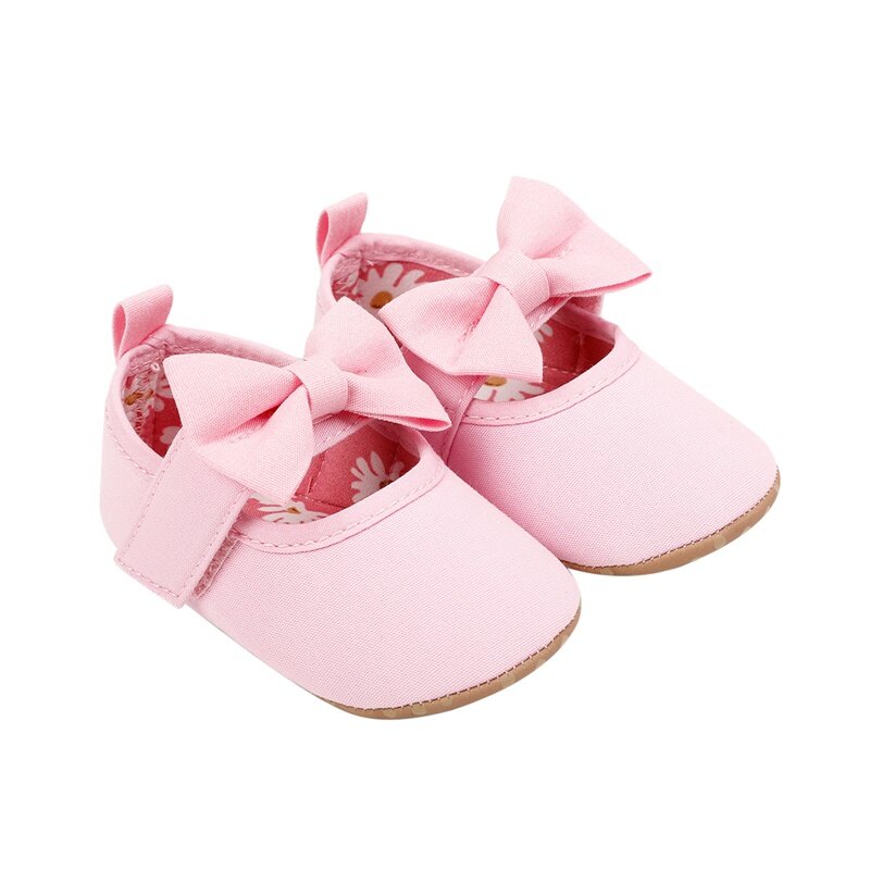 Sepatu bot bayi perempuan, Kasut datar ikat pita, Non Slip gaun pernikahan untuk Orok 0-18 bulan