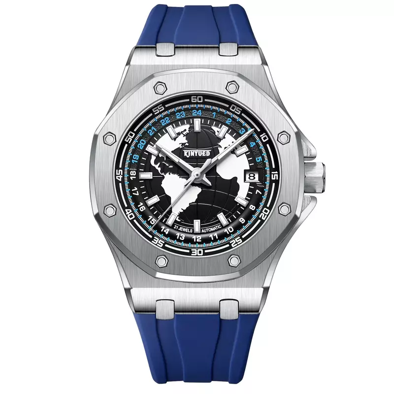 Jam tangan mekanis modis baru 2024 jam tangan merek mewah teratas bisnis jam tangan bercahaya tahan air baja tahan karat