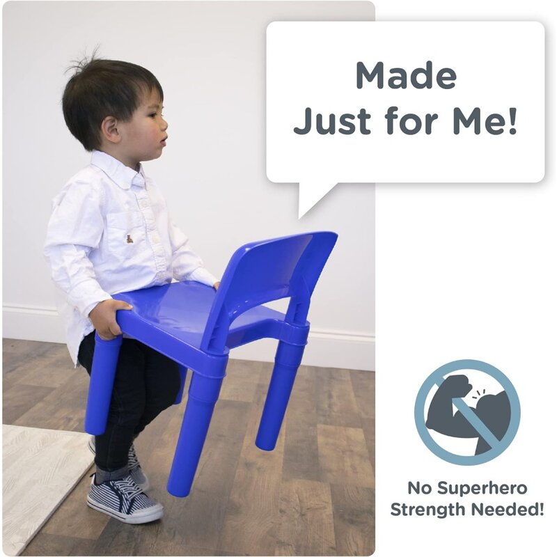 어린이용 활동 테이블 및 의자 세트, 레드, 그린, 블루, 2 인 1 플라스틱 블록 호환, 기본 색상