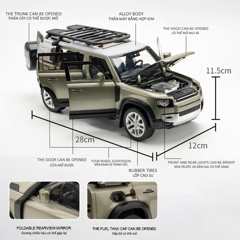 Maiisto-Land Rover Defender Modelo De Carro De Liga, Roda Dianteira De Direcção, Veículo Off-Road, Menino Coleção, Presente De Decoração, 1:18