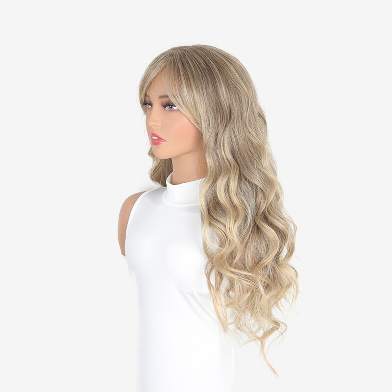 SNQP-Peluca de pelo largo y rizado para mujer, de 28 pulgadas postizo, color rubio, resistente al calor, fibra de alta temperatura, ideal para fiesta de Cosplay