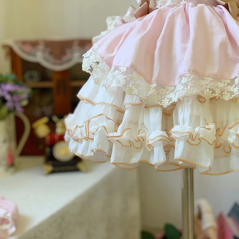 Lolita-vestido de bebé de satén con volantes para niña, vestido de princesa para fiesta de primer cumpleaños, vestido de noche para graduación, boda de 0 a 6 años