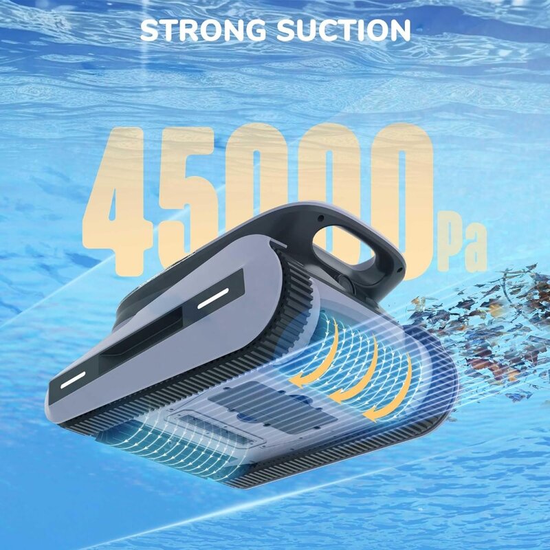 Robotic Pool Vacuum-Intelligent Path Planning Automatic Pool Cleaner, Working Time Up to 2-2.5 Hours Cordless Pool Vacuum