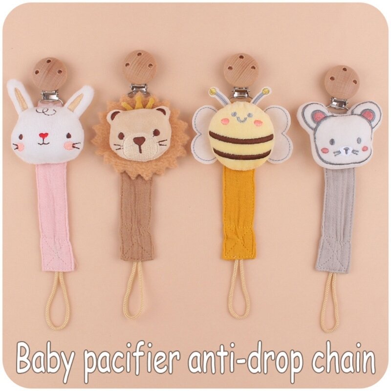 Cartoon Cotton Linen Baby Pacifier Clip BPA Free Newborn Nipple Holder Clips Dummy Soother Chain Baby Teething Pacifier Chain