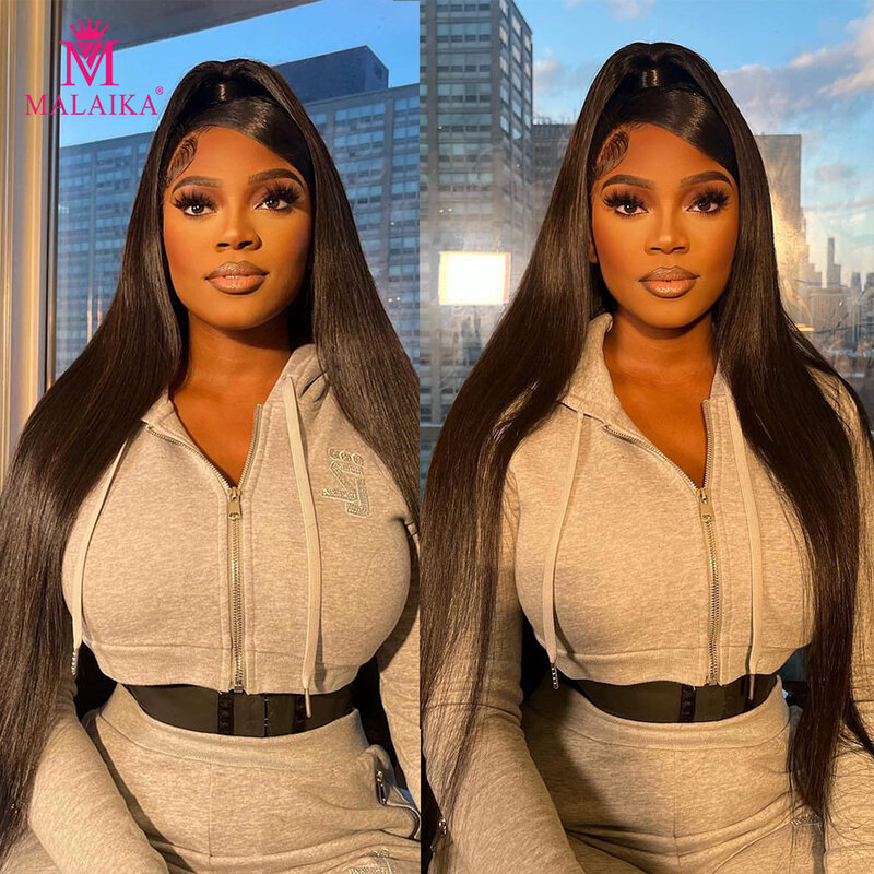 Malaika 14-48 Inch Bone Straight Lace Front Human Wigs Hair 13x4 Hd Lace Frontal Wig Pre Plucked Remy Hair For Black  Women