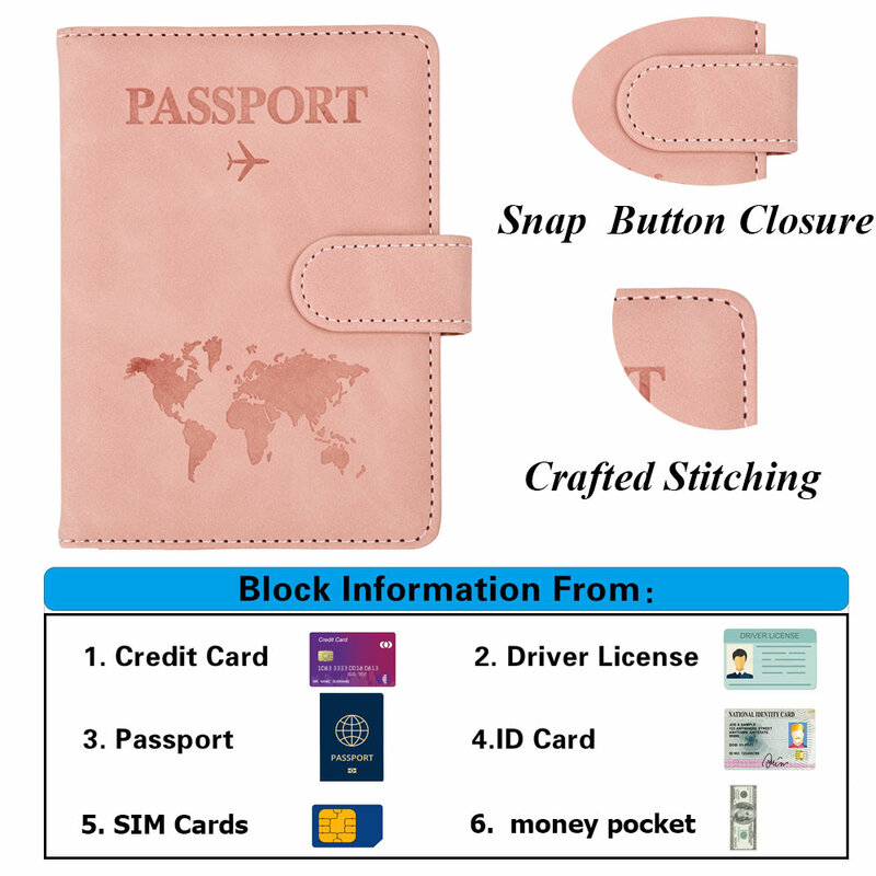Passaporto personalizzato e porta carte Combo porta documenti da viaggio in pelle porta passaporto portafoglio organizzatore stile chiusura magnetica