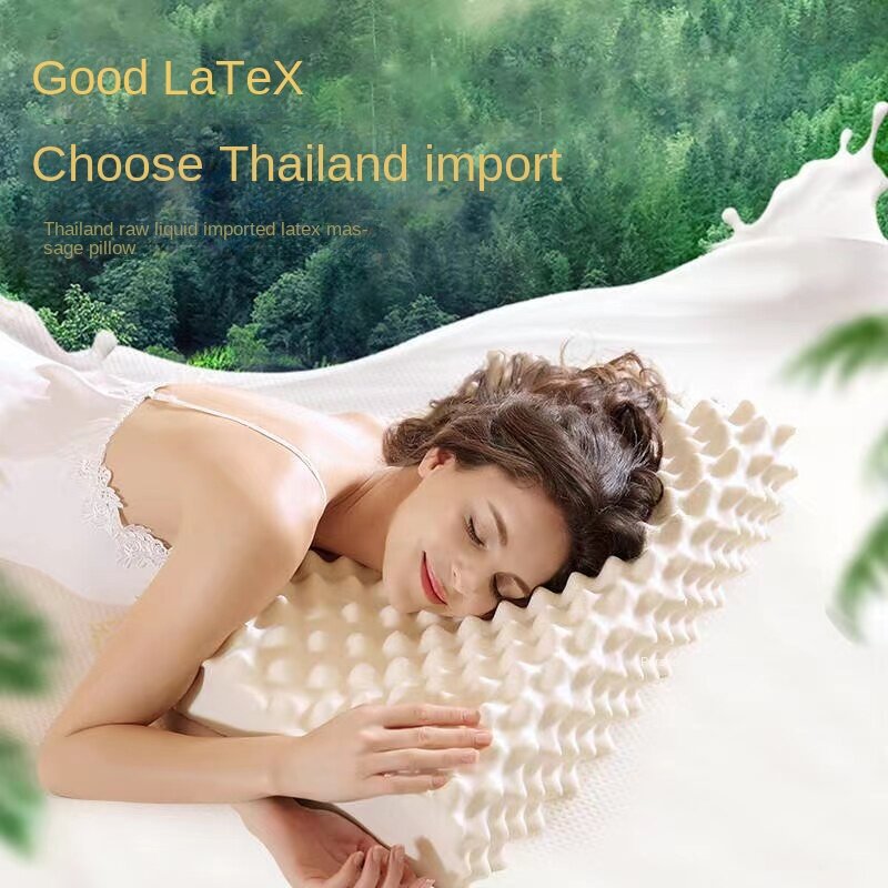 TAIHI-almohada ortopédica de látex para el cuidado de las vértebras, cojín de masaje de Tailandia para aliviar el dolor de cuello, protege la columna Cervical