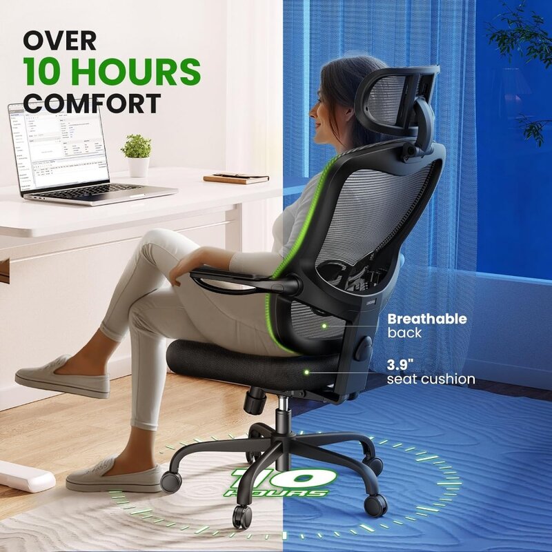 เก้าอี้สำนักงานความจุ350LBS และใหญ่สูง6 "5" สูงสุดเก้าอี้คอมพิวเตอร์ตั้งโต๊ะที่สะดวกสบายกว่า10ชั่วโมง