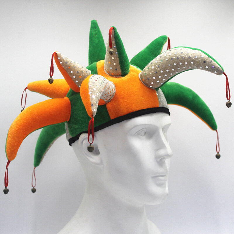 Funny Clown Headdress Hat Performance Party Props Tentacle Shape Bell Hat Mardi Gras Easter Halloween Party Props
