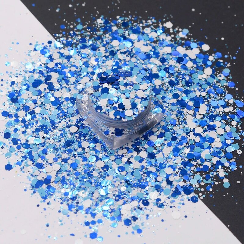 New 10g/Bag Silver Chunky Glitter Fine Glitter Mix Holographic Glitter Face Body Hair Nail Art Resin Craft Nail Accessories