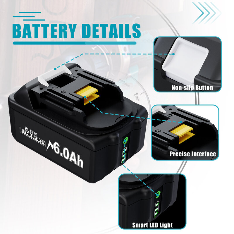 Cargador de batería recargable de 12V y 6000 mah para Makita, herramientas de repuesto, BL1840, BL1850, BL1860, BL1860B, Envío Gratis