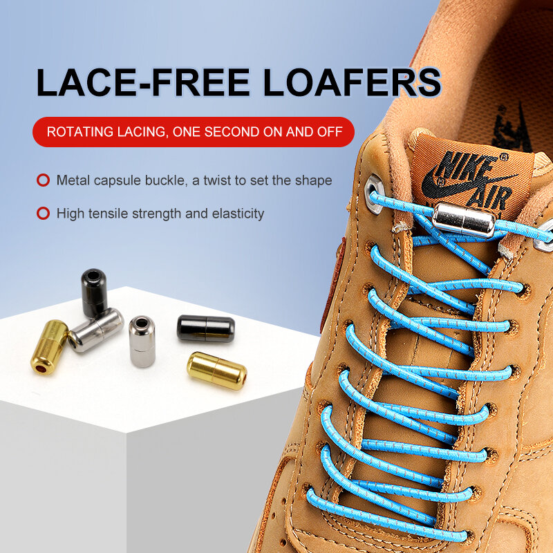 1คู่ Elastic Locking Shoelaces รอบไม่มี Tie Laces รองเท้าเด็กผู้ใหญ่ Mountaineering Shoelaces ขี้เกียจรองเท้าลูกไม้