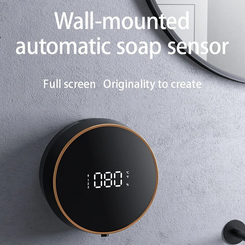 Wall-montado espuma automática saboneteiras, display de temperatura LED, sensor infravermelho Touchless elétrico, máquina de espuma, líquido Dispende