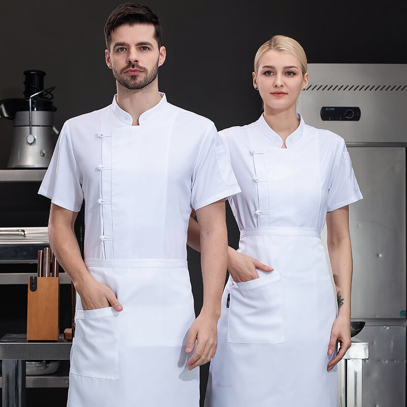 Arbeits kleidung Koch Shirt Food Service Hotel Uniformen Bäcker kocht Kleidung Restaurant Zubehör Kellnerin Küchen jacke Koch Mantel Mann