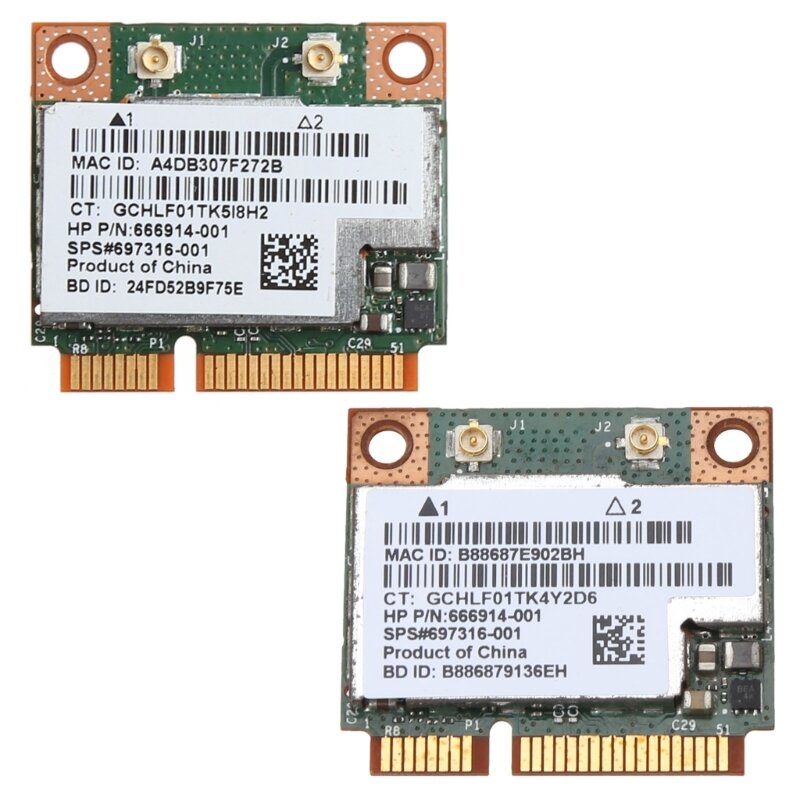 Carte Half PCI-E WiFi sans fil, 2.4 + 5G, 300M, 802.11a/b/g/n, Bluetooth 4.0, pour HP SPS 718451 – 001