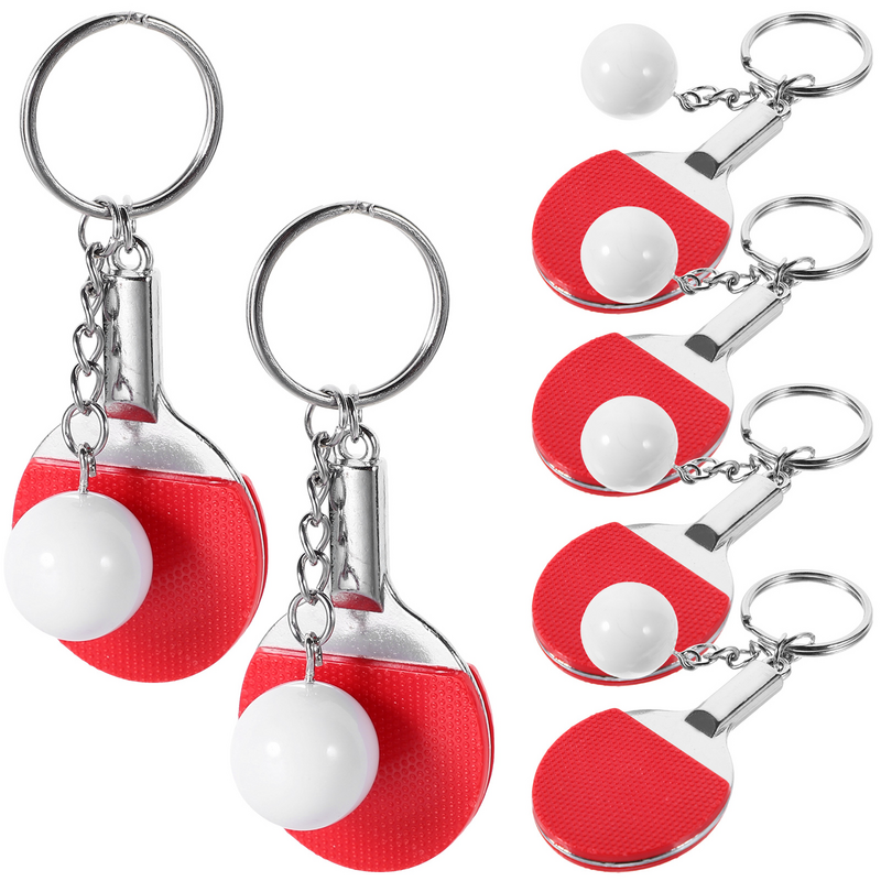 LLavero de raqueta simulada (roja), 6 piezas, llavero, bolsa colgante, regalo, artículos deportivos, 6 piezas