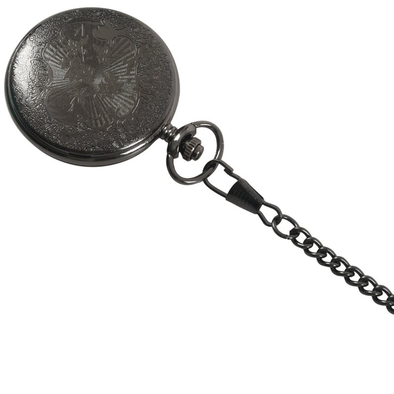 Vintage Steampunk collana con numeri romani neri ciondolo al quarzo orologio da tasca regalo con orologio da tasca, cinturino in metallo, argento
