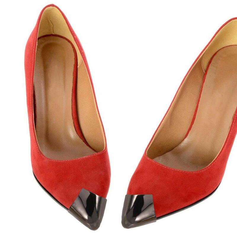 2 paia di protezioni per le dita dei piedi protezioni per stivali con decorazioni rosse per punte di scarpe alte in metallo
