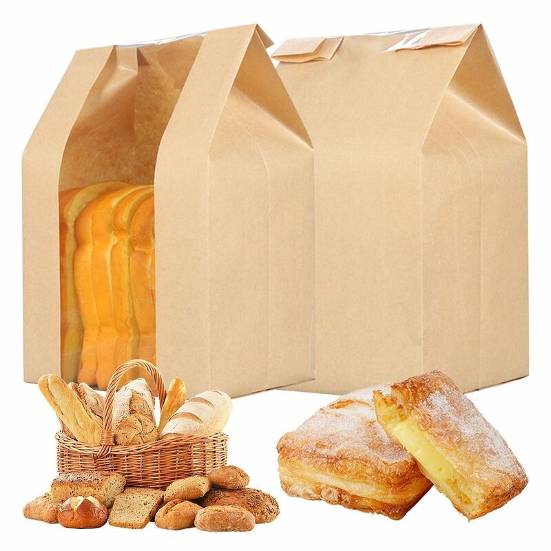 自家製パン用ペーパーブレッドバッグ、イブニングバッグ、13.7x8.2x3.9インチ、25個