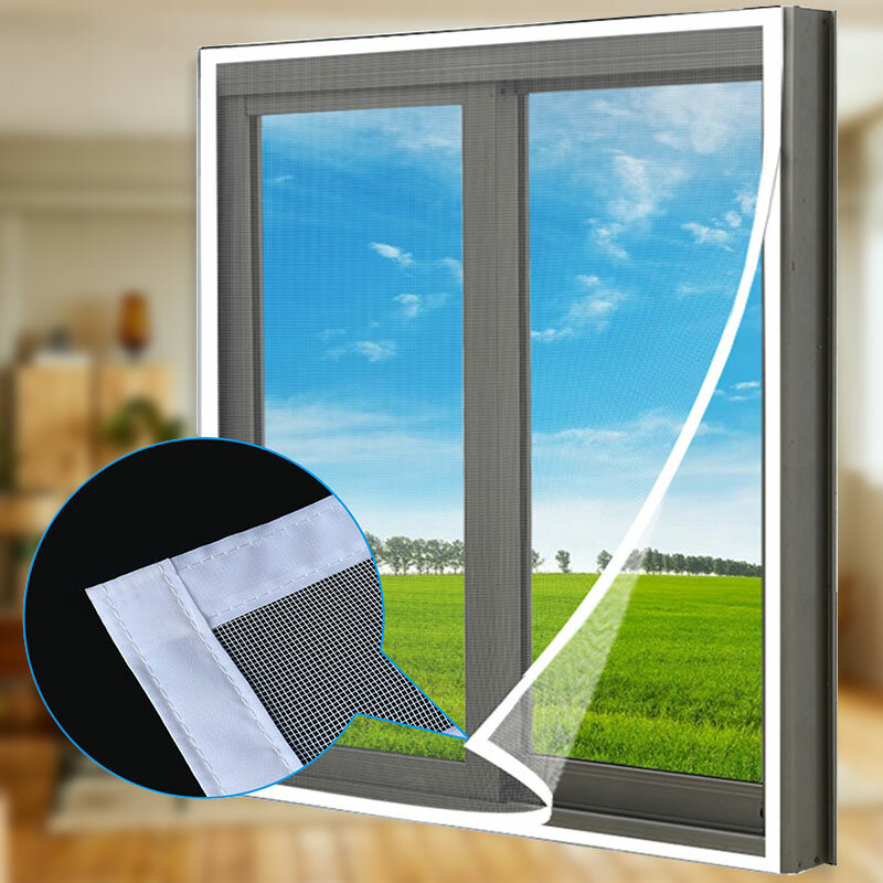 Mosquiteras para ventana, malla antimosquitos, tul de aire, fibra de vidrio blanca Invisible