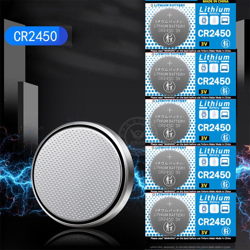 Pile bouton de montre au lithium, pile bouton, 3V, CR2450, 24.com, CR 2450, 5029LC, LM2450, DL2450, CR2450N, BR2450, 600mAh