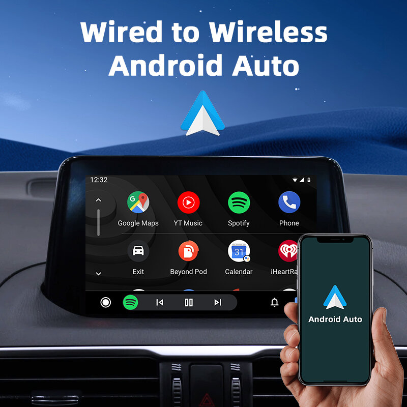 JMCQ-Mini Carplay sem fio e Android Auto, com fio ao adaptador de caixa sem fio, Toyota, Mazda, Nissan, Suzuki, Kia, Ford, Skoda, Hyundai