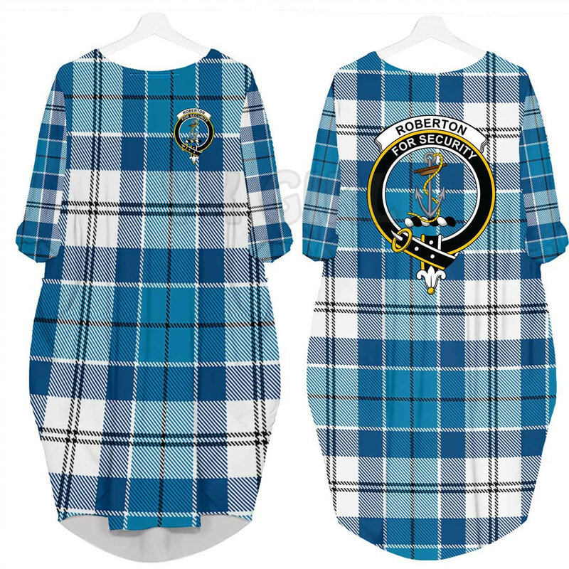 Muirhead Clan Tartan Crest Batwing Pocket vestido 3D estampado Batwing Pocket vestido para mujer Pullover vestidos femeninos de gran tamaño