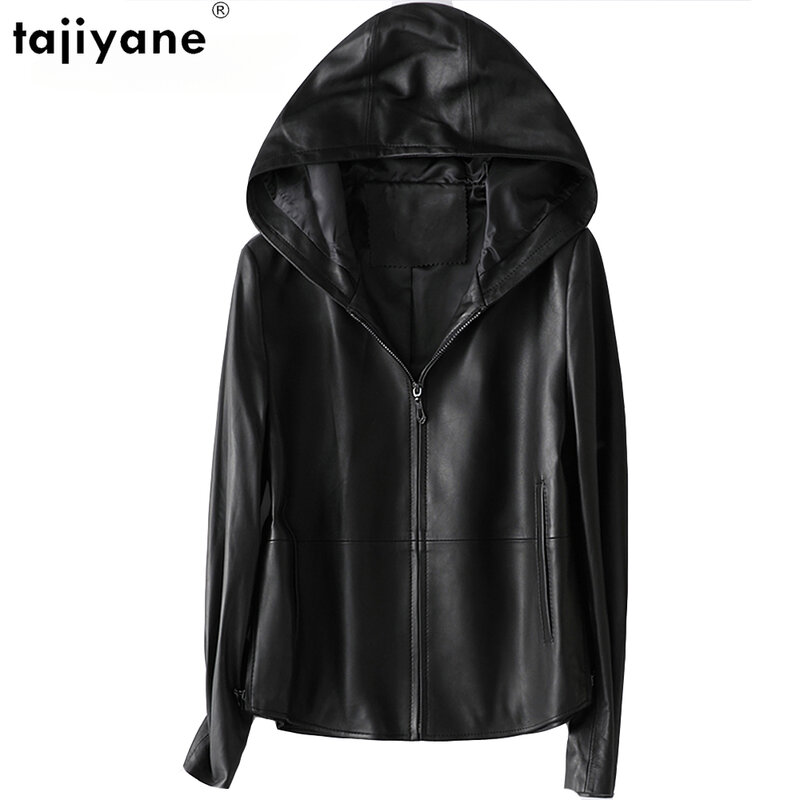 Tajiyane Women 100% Real Sheepskin Coat Hooded jacket spring 2023 fashion Genuine Leather Jackets  Chaqueta Mujer Top Quality