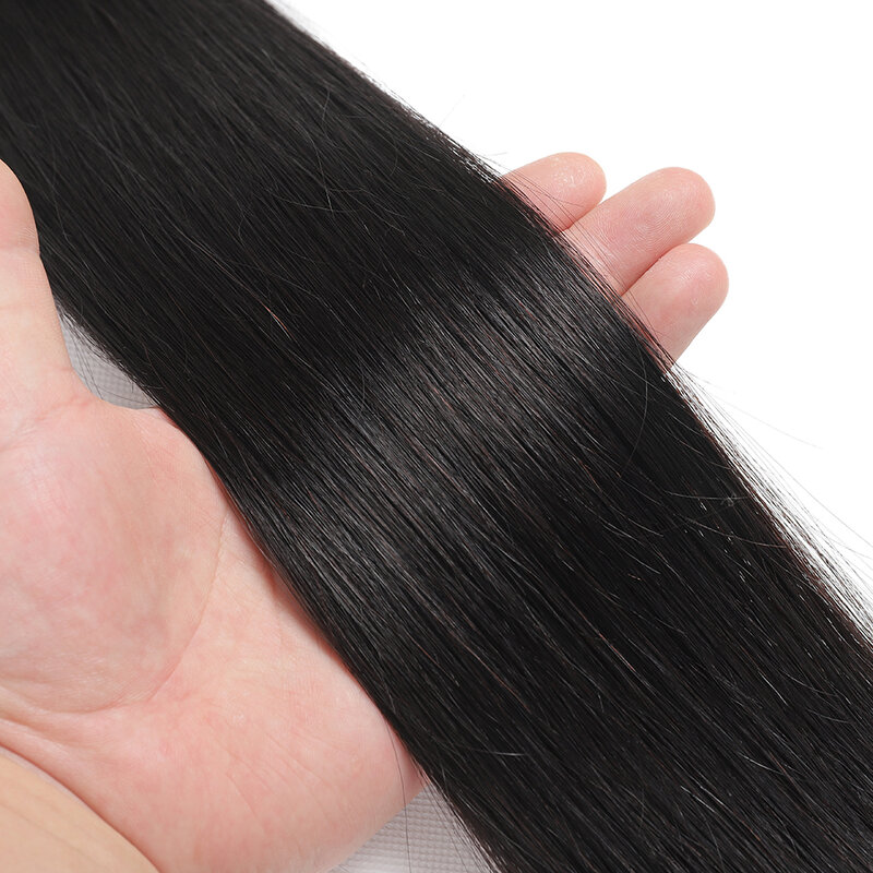 Bundel rambut lurus Peruvian 12A 100% bundel jalinan rambut manusia 8-30 inci 1/2/3/4 buah ekstensi rambut Virgin warna alami