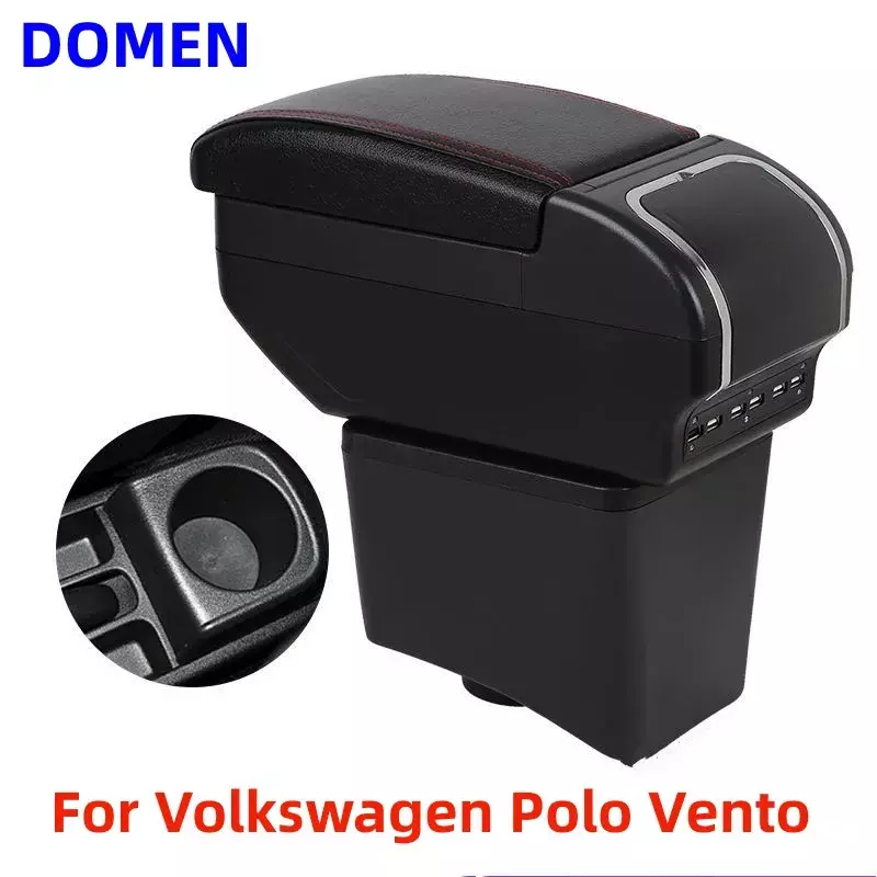 Dla Volkswagen Polo Vento 2010-2017 podłokietnik ze schowkiem Volkswagen nowy samochód POLO podłokietnik ze schowkiem akcesoria do pudełek ładowania USB